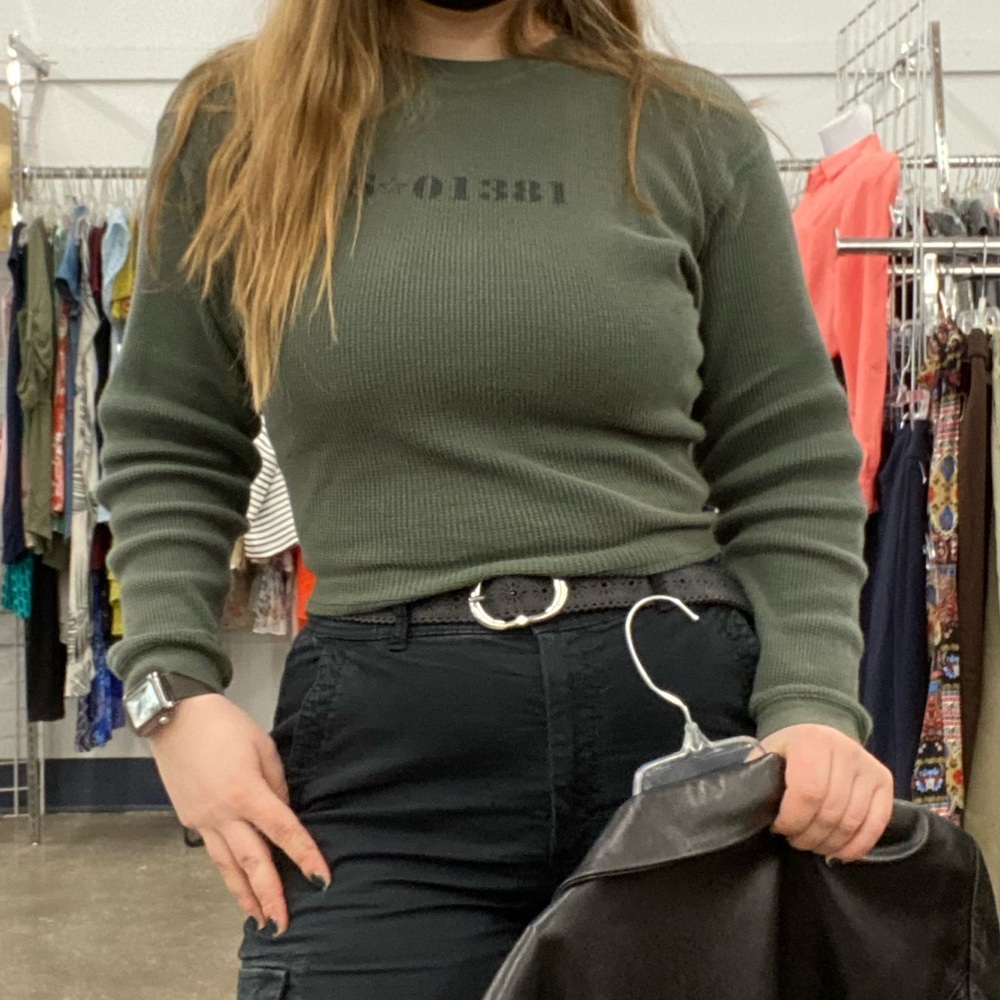 UTILITY US 01381 Olive Green Long Sleeve Thermal‎ Top